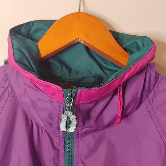 Vintage 90s Nascar Est.1947 Mens S Medium Jacket Windbreaker Purple Hooded Zip - Picture 4 of 12